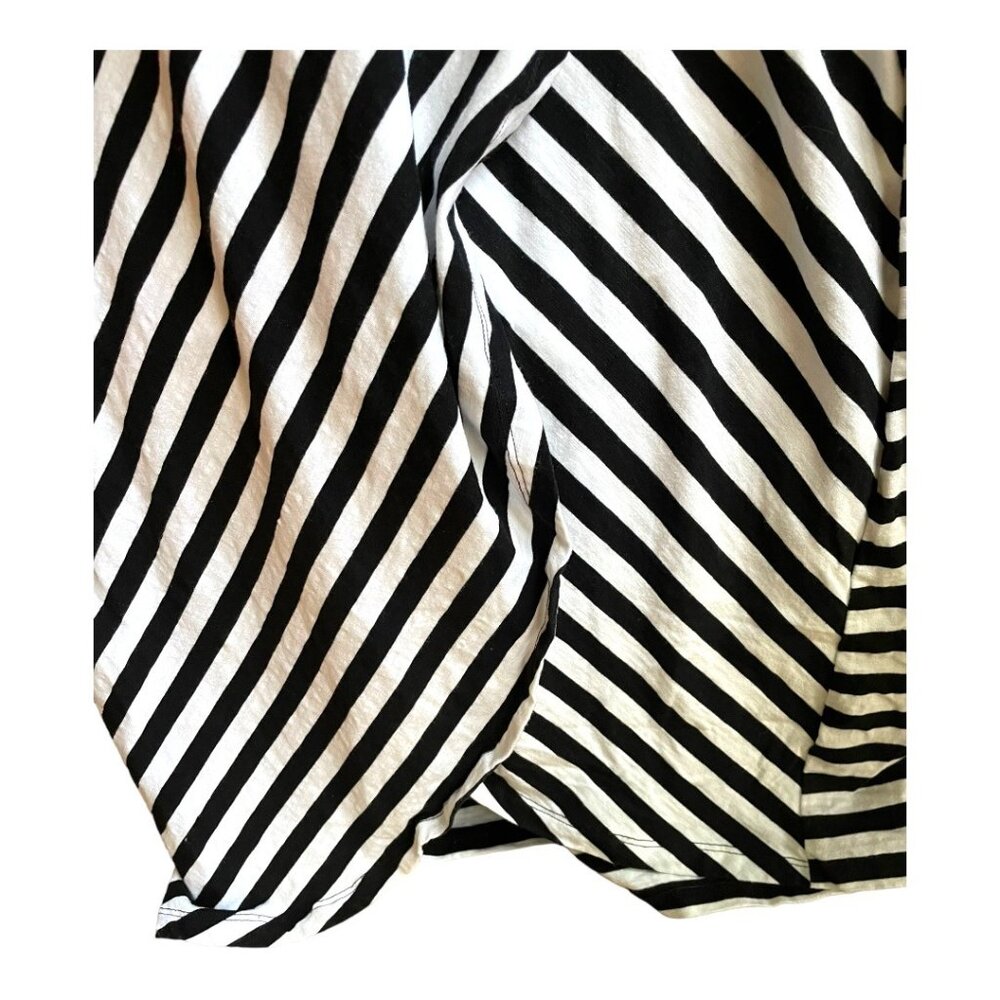 T by Talbots Size LP Black & White Scoop Neck Short Sleeve Midi Striped Dress - Picture 5 of 7
